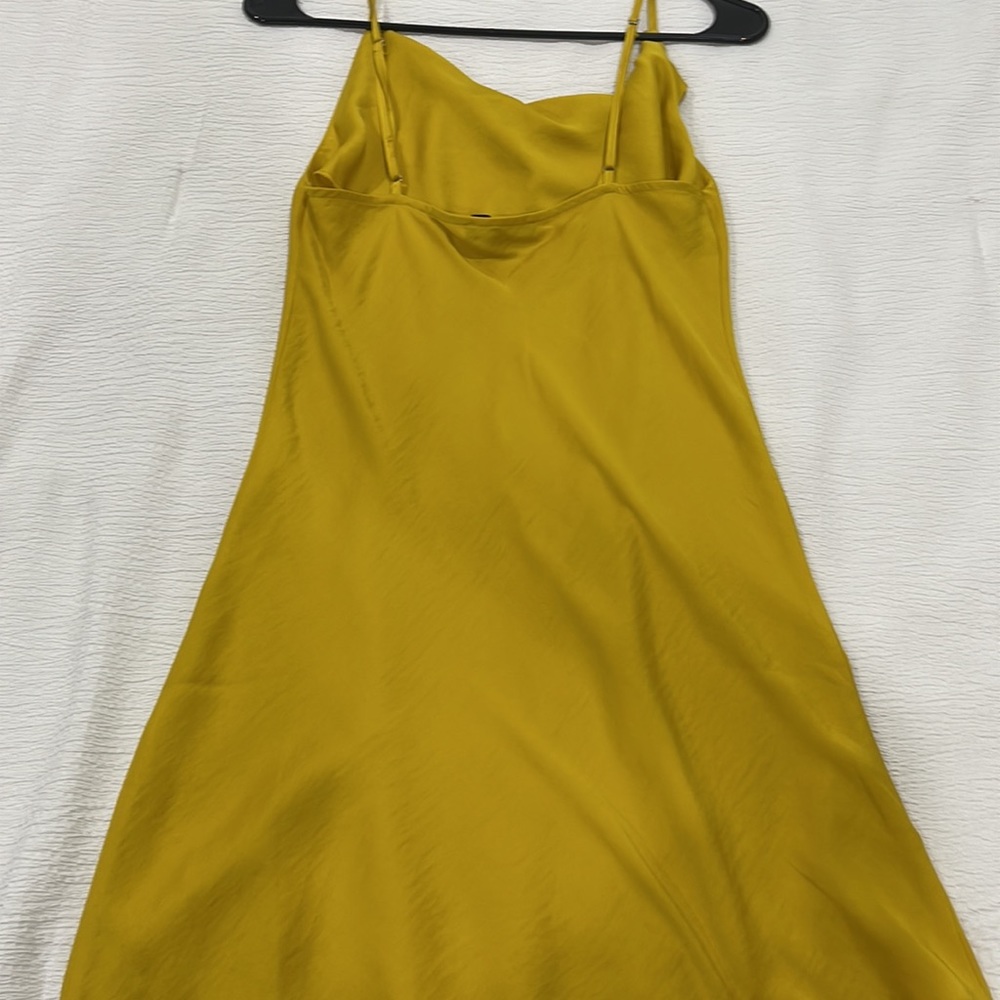 Satin Slip Dress in Mustard Yellow - Picture 3 of 3